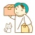 重い荷物を運ぶ男性【作業員】のイラスト