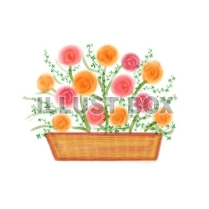 無料イラスト かごの花