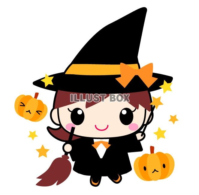 無料イラスト ハロウィン 魔法使い女の子のイラストカット