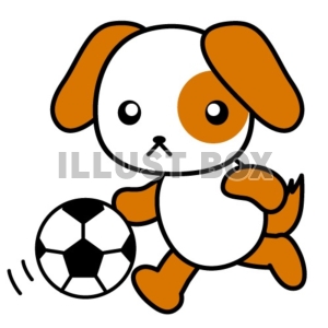 サッカー犬のイラストカット