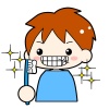 歯磨きをしてピカピカ綺麗な歯の男の子イラスト