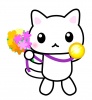 オリンピック・金メダルと勝利の花束をもつ猫ちゃんイラスト