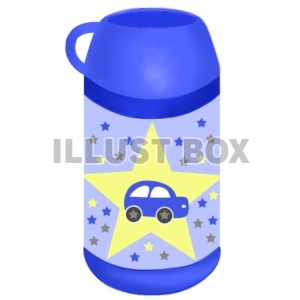 無料イラスト 青の車と星の水筒
