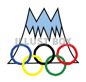 無料イラスト 商業利用不可 富士山とオリンピックマークイラスト