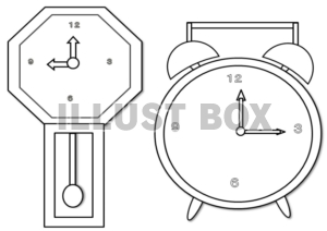 無料イラスト 時計のぬりえ