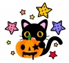 ハロウィン・黒猫とジャックランタンポップなイラスト