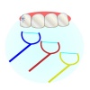 歯と3色のデンタルフロス