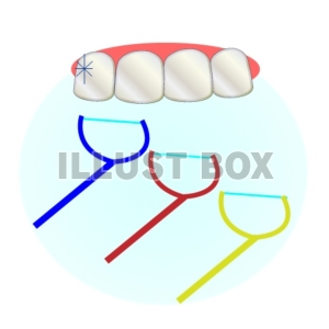 歯と3色のデンタルフロス