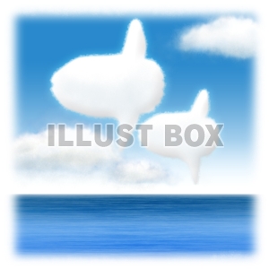【ワンポイントイラスト】　海と空と雲シリーズ　マンボウ