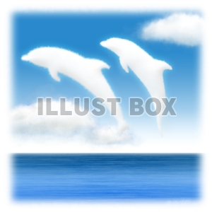 無料イラスト ワンポイントイラスト 海と空と雲シリーズ イルカ02