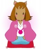 年賀状　ラブリーホース　紋付き袴の女の子