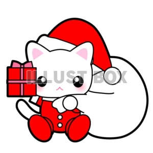 無料イラスト にゃんにゃん猫ちゃんサンタからのクリスマスプレゼントイラスト