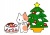 クリスマスケーキとよだれをたらした猫ちゃんイラストカット