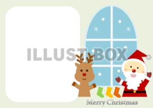 クリスマス・サンタとトナカイのフレーム素材