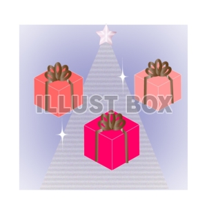クリスマス～ツリーとピンクの箱入りプレゼント
