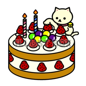 無料イラスト しろねこクリスマスケーキ