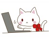 ノートパソコンと猫ちゃんのイラスト