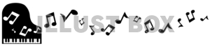 ピアノと音符のライン・白黒