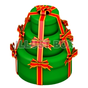 クリスマスのプレゼントボックス・おおきな3重緑