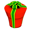 クリスマスのプレゼントボックス・トゥーン丸赤