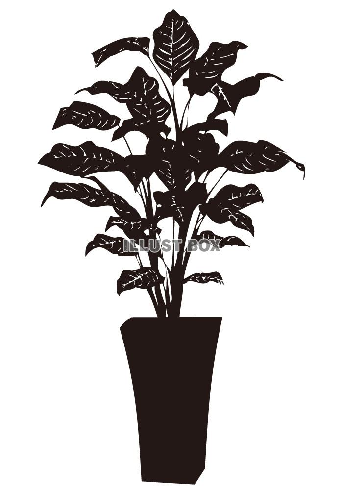 【シルエット】植物シリーズ　鉢植えと花瓶　02