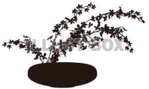 【シルエット】植物シリーズ　鉢植えと花瓶　10