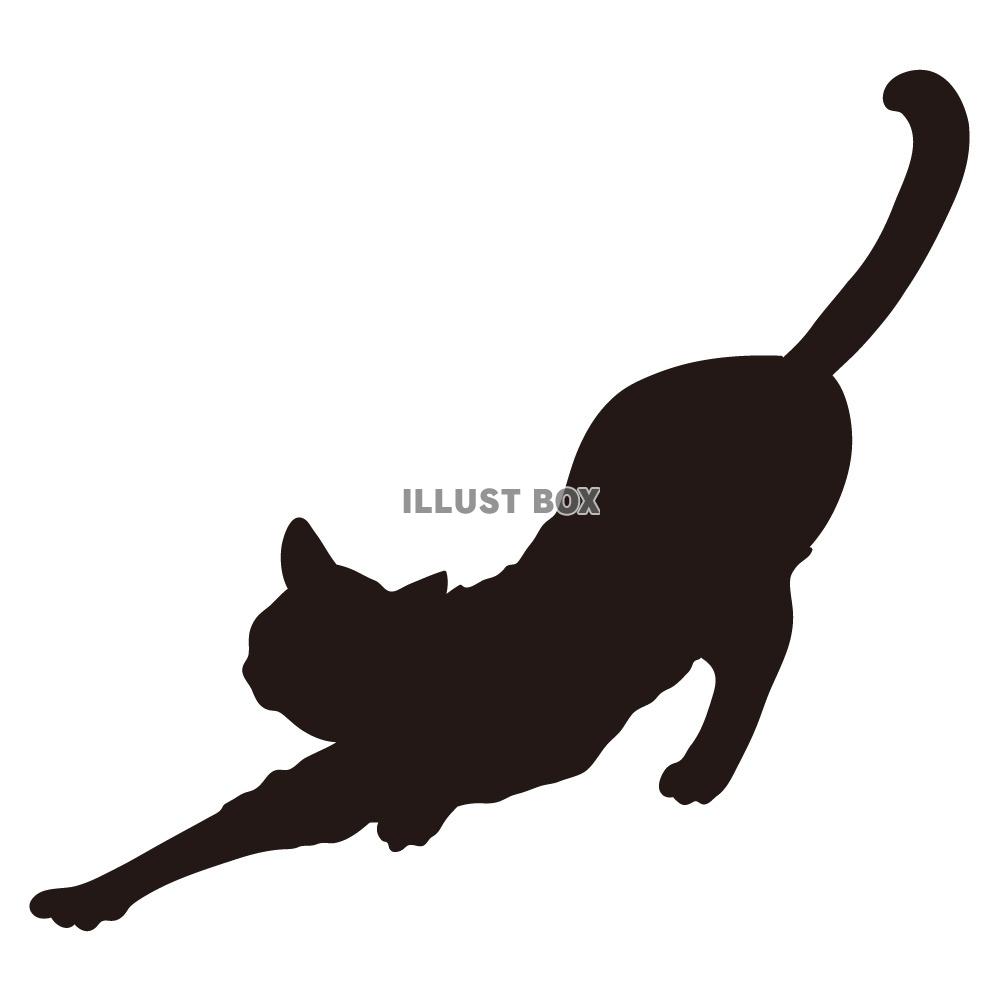 無料イラスト シルエット 猫の日常 04 背伸び