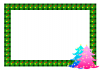 クリスマス グリーンチェック フレーム（青とピンクのクリスマスツリー）