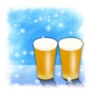 【ワンポイントイラスト】ビールで乾杯　雪の窓辺