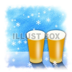 【ワンポイントイラスト】ビールで乾杯　雪の窓辺