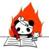 試験・受験勉強に燃えるパンダちゃんのイラスト
