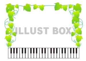 ピアノの鍵盤とツタの葉フレーム飾り枠