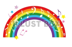 虹と音楽の楽しいイラスト
