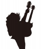 【シルエット】ロックバンド　人物　ギター　09