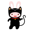 コスプレうさぎ（黒猫）【透過PNG】