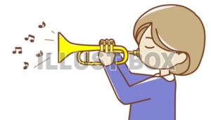 無料イラスト バンド トランペットを吹く女の子