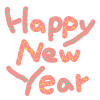 年賀状 happy new year（ピンク ドット）【透過PNG】