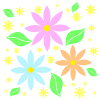 カラフルなお花のモチーフ【透過PNG】