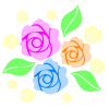 カラフルな薔薇のモチーフ【透過PNG】