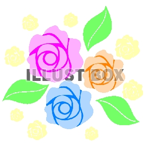 カラフルな薔薇のモチーフ【透過PNG】