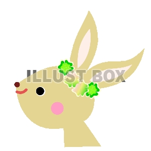 うさぎ横顔（クローバー）【透過PNG】