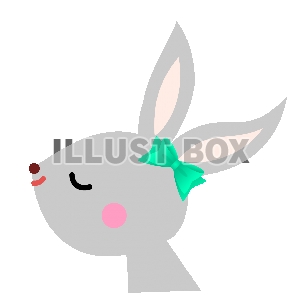 無料イラスト うさぎ横顔 ブルーリボン 透過png