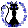 黒猫と青いバラ【透過PNG】【EPS】