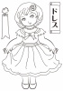 【ぬりえ】　昭和風少女ぬり絵　ドレス