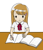 【透過ＰＮＧ】勉強する高校生　夏服