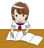 【透過ＰＮＧ】勉強する中学生　夏服