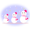 [EPS/PNG]並んでいる雪だるま（大中小）