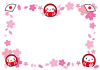 だるま（達磨）と桜のフレーム枠【透過PNG】