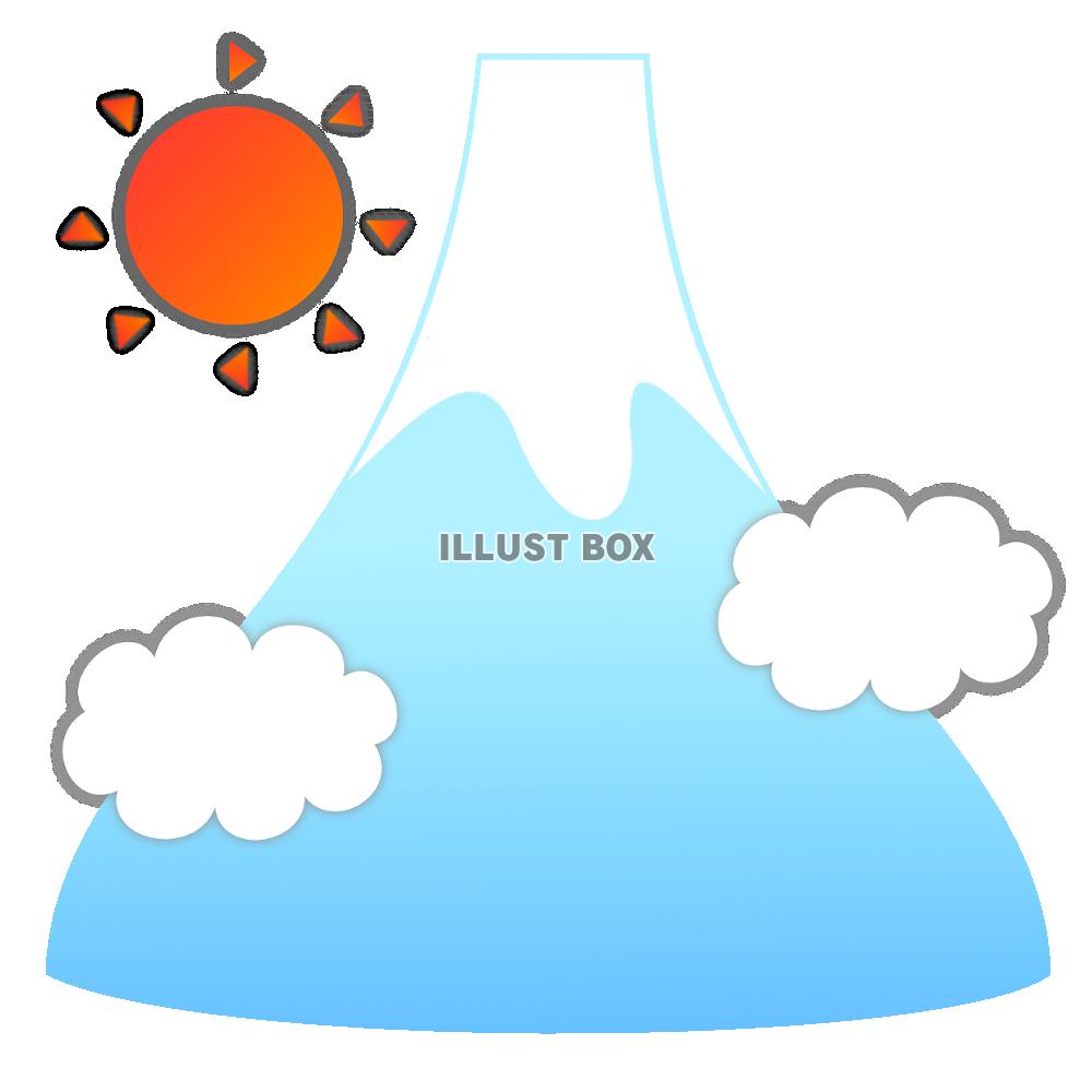 無料イラスト 富士山と太陽と雲 透過png Eps