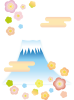 富士山と梅の花【透過PNG】